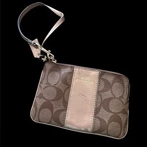 Coach Brown and Tan Wristlet
